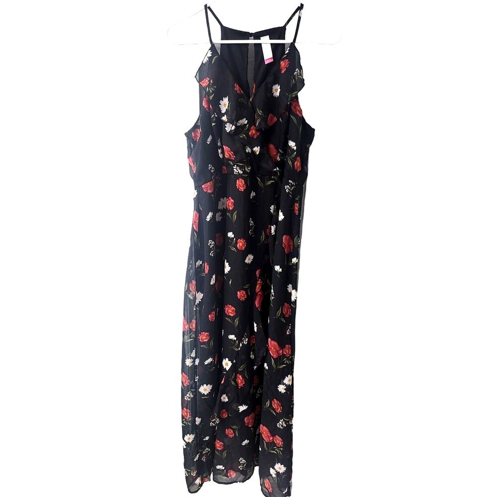 No Boundaries Black Floral Maxi Sun Dress - Juniors XL (15/17)